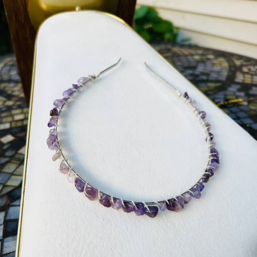 Amethyst Silver Wire Wrapped Crystal Headband