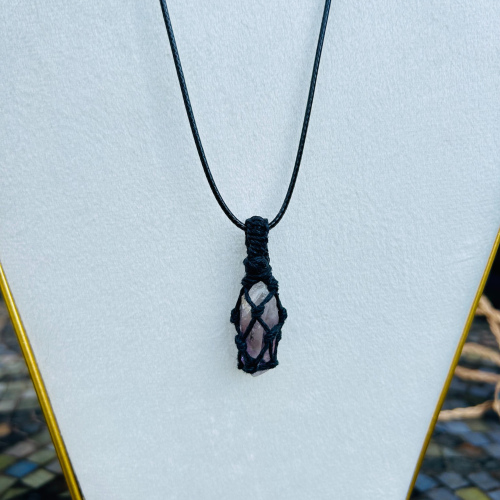 Raw Amethyst 18 Inch Black Wrapped Necklace