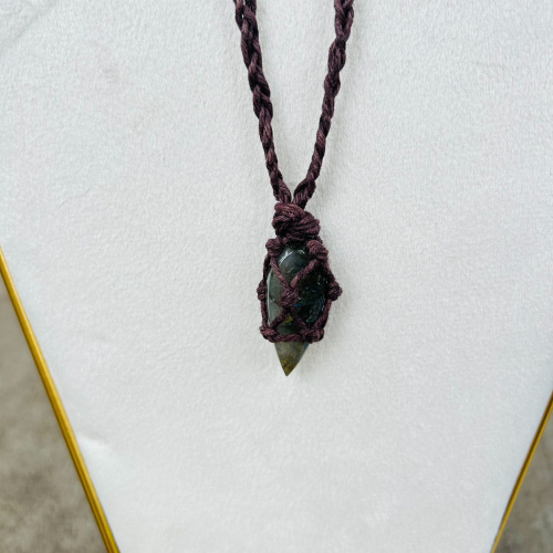 Labradorite Teardrop Adjustable Brown Wrapped Necklace