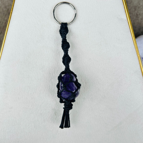 Amethyst Black Wrapped Keychain