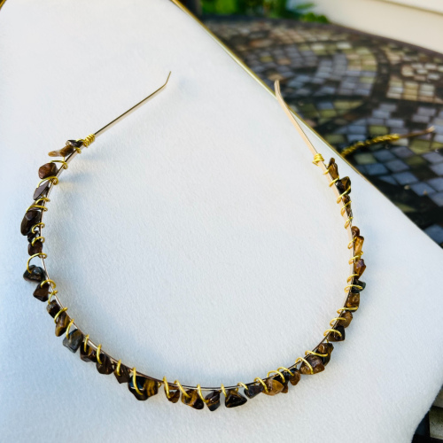 Tigers Eye Gold Wire Wrapped Crystal Headband 