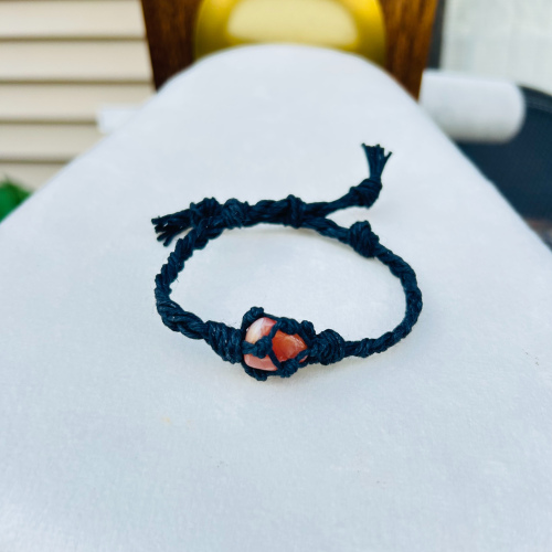 Carnelian Adjustable Black Wrapped Bracelet