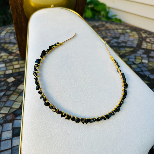 Obsidian Gold Wire Wrapped Crystal Headband